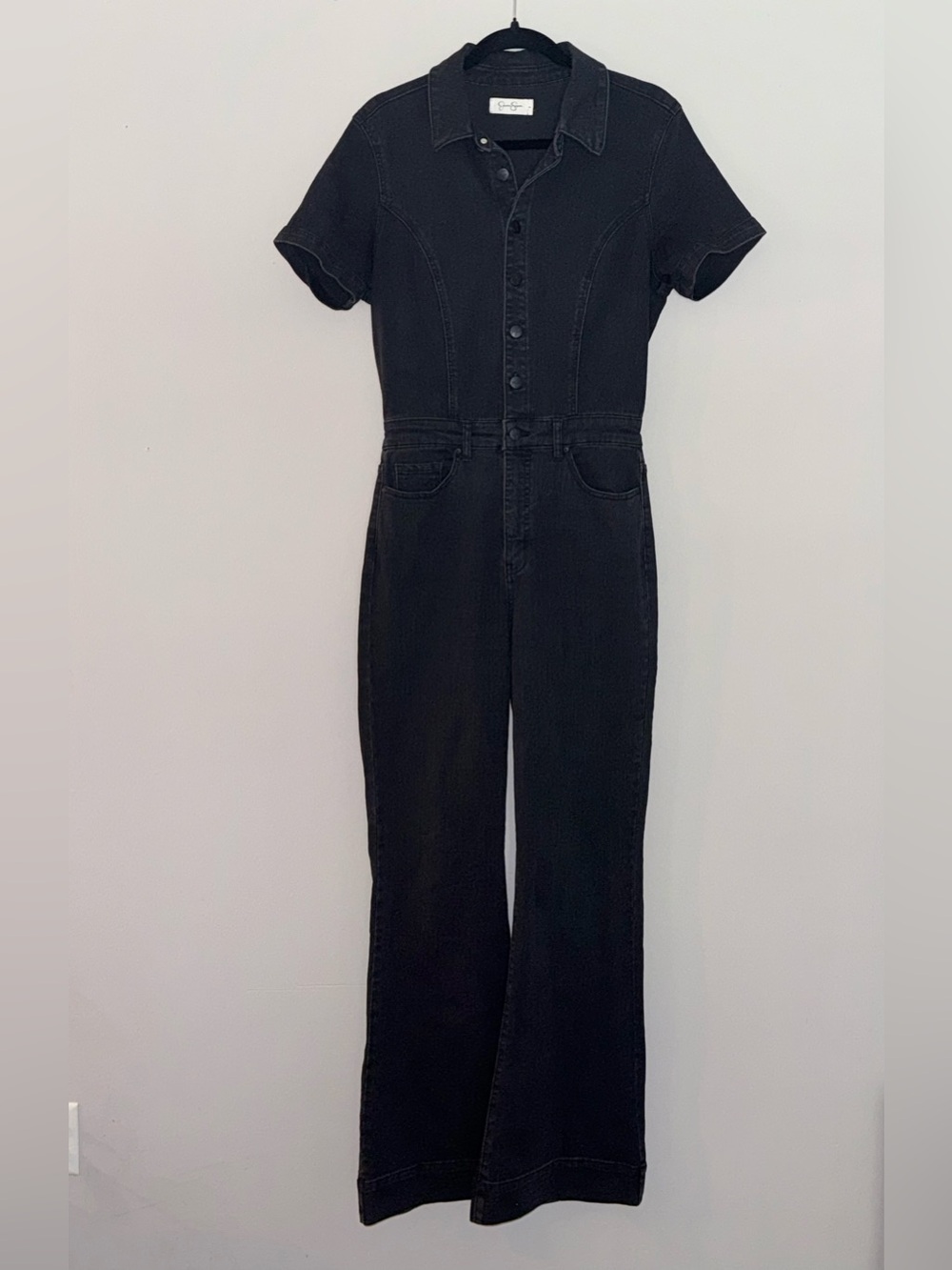Jessica Simpson Black Denim Wide Leg Jumpsuit